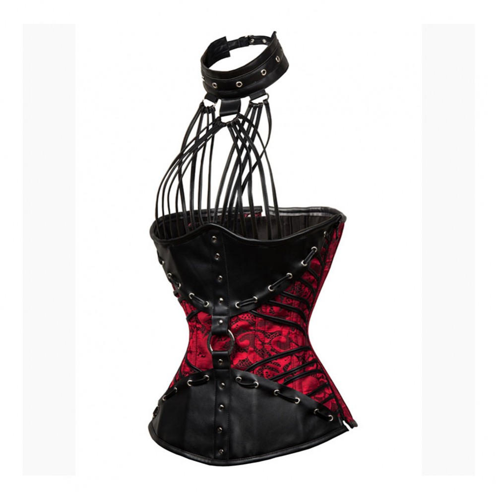 Vintage 9 Steel Bones Plus Red Strappy Waist Underbust Corset